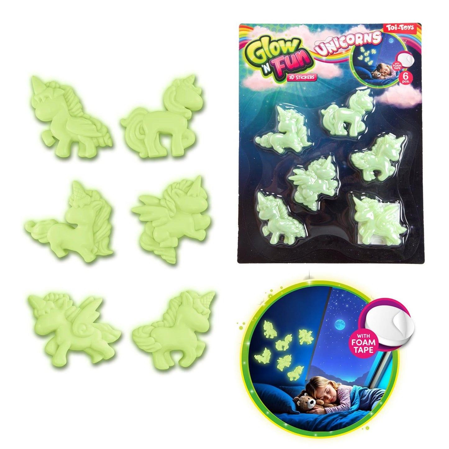 Toi-toys autocollants 3D brillent dans le noir 5ass