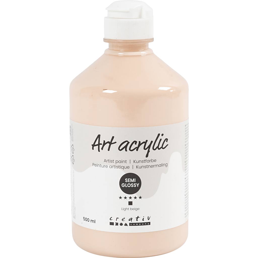 Peinture acrylique Creativ company, semi-brillante, opaque, beige clair, 500 ml 1 flacon