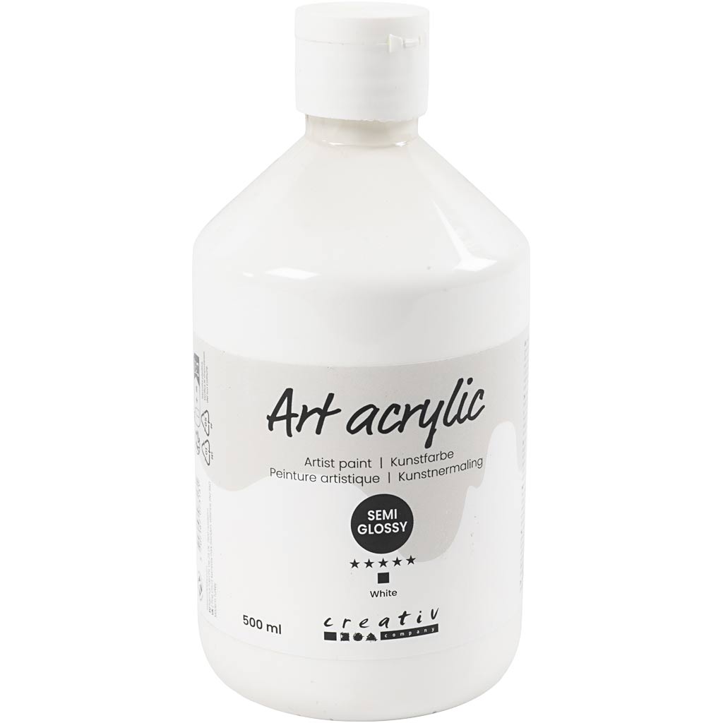 Peinture acrylique Creativ company, semi-brillante, opaque, blanche, 500 ml 1 flacon