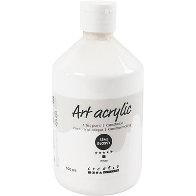 Peinture acrylique Creativ company, semi-brillante, opaque, blanche, 500 ml 1 flacon
