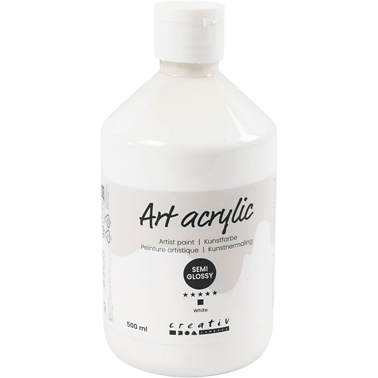 Peinture acrylique Creativ company, semi-brillante, opaque, blanche, 500 ml 1 flacon