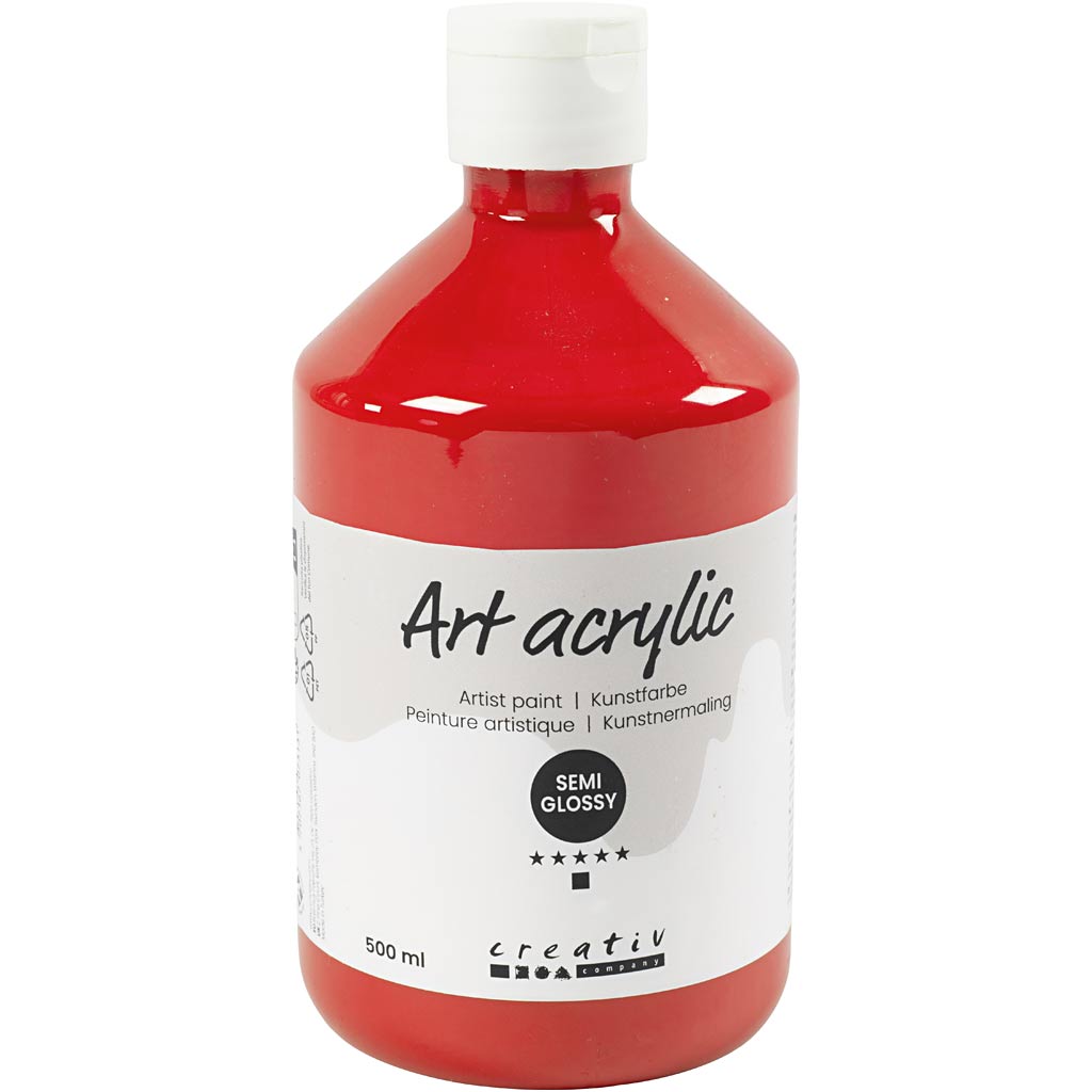 Peinture acrylique Creativ company, semi-brillante, transparente, rouge cadmium, 500 ml 1 flacon