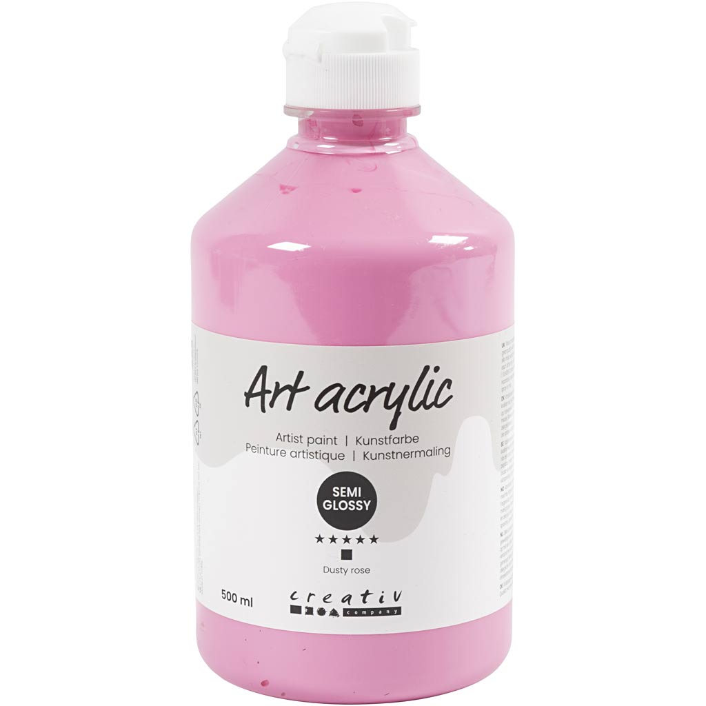 Creativ Company Paint acrylique, semi-brillant, couverture, rose poussiéreuse, 500 ml 1 bouteille