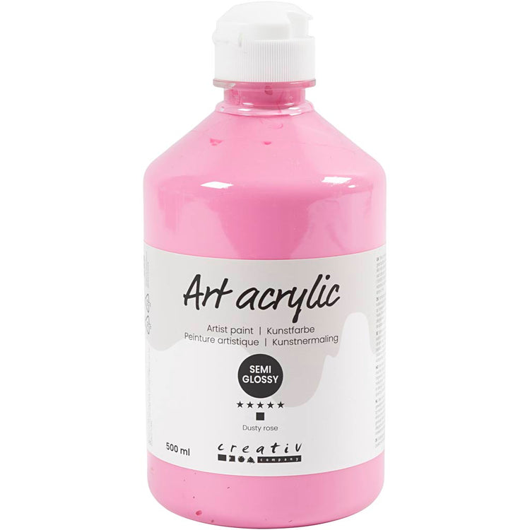 Creativ Company Paint acrylique, semi-brillant, couverture, rose poussiéreuse, 500 ml 1 bouteille