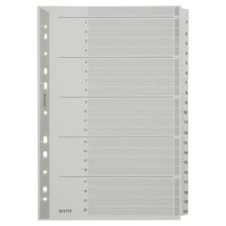 Onglets leitz gris 1 à 20 a4 carton 160g m²