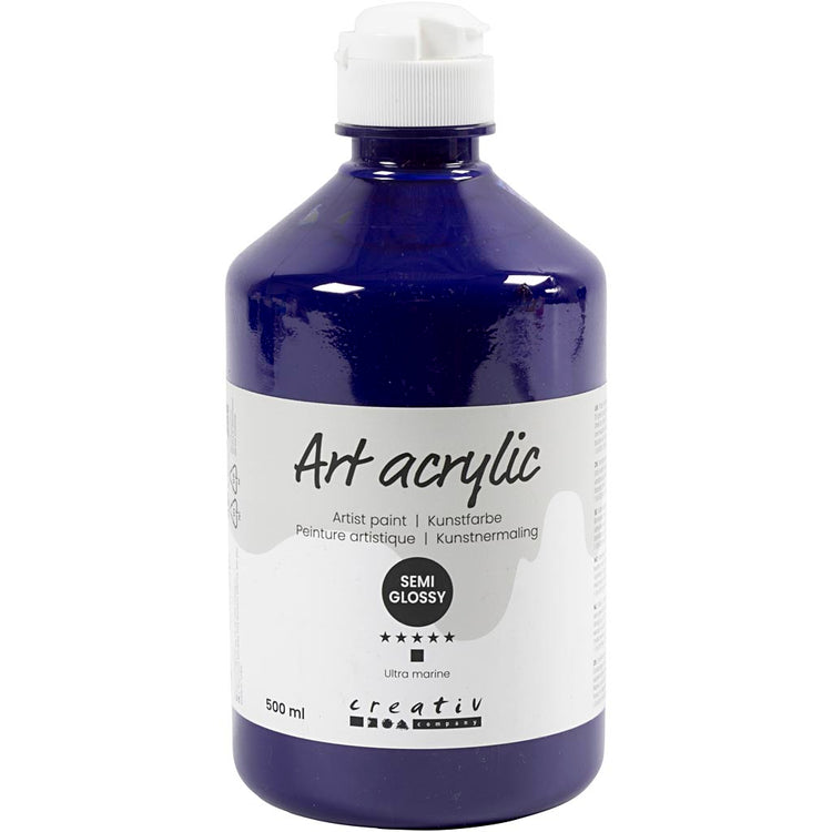 Peinture acrylique Creativ company, semi-brillante, opaque, ultra marine, 500 ml 1 flacon