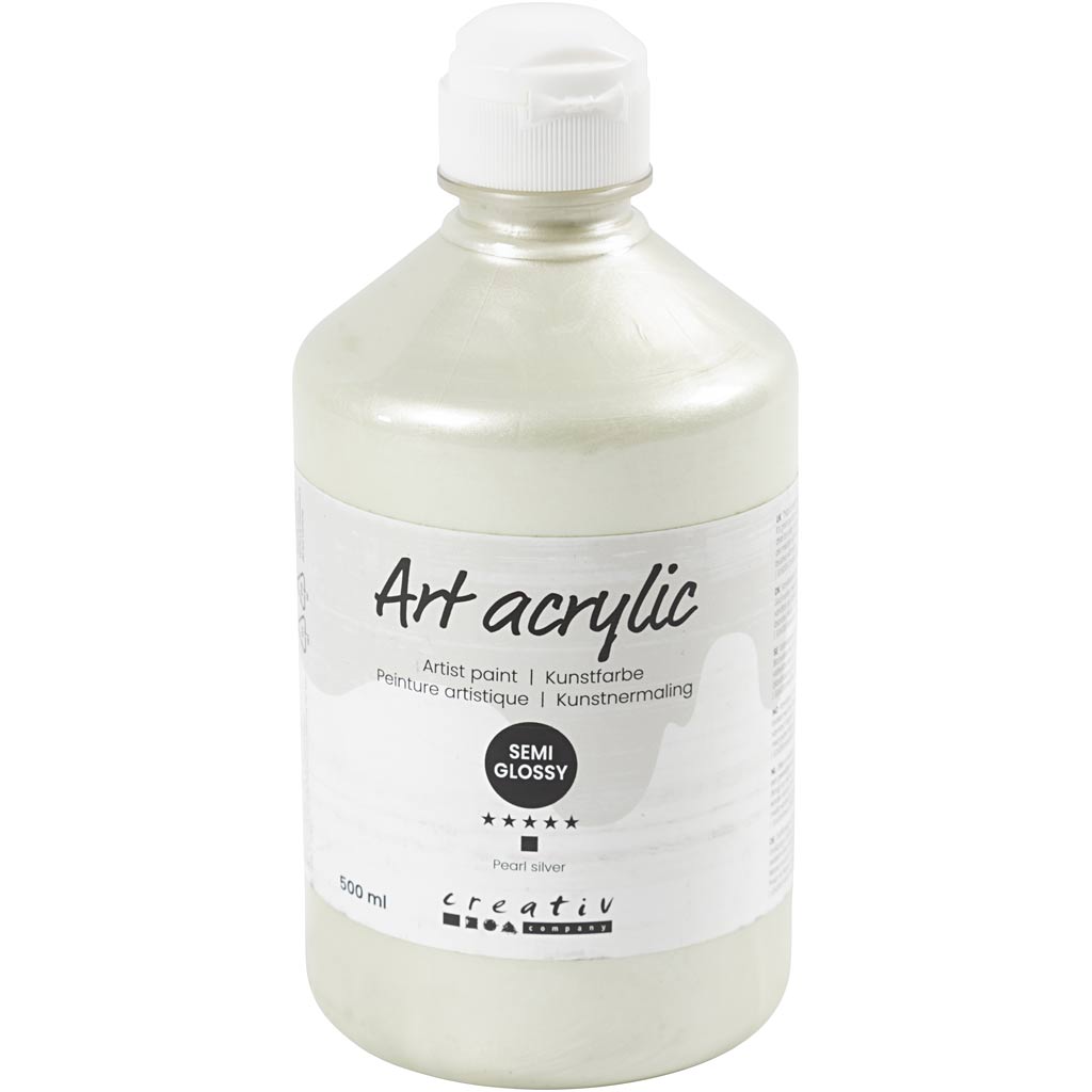 Peinture acrylique Creativ company, semi-brillante, opaque, argent nacré, 500 ml 1 flacon
