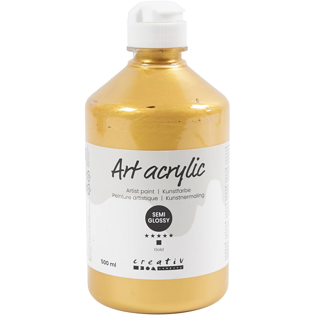 Peinture acrylique Creativ company, semi-brillante, opaque, or, 500 ml 1 bouteille