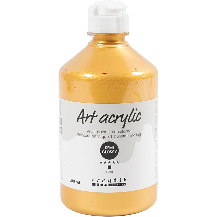 Peinture acrylique Creativ company, semi-brillante, opaque, or, 500 ml 1 bouteille