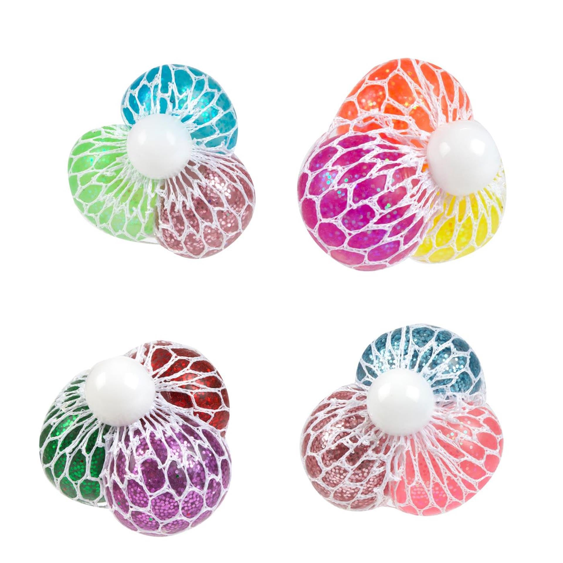 Toi-toys balle à presser amusante à paillettes 4 cm lot de 3
