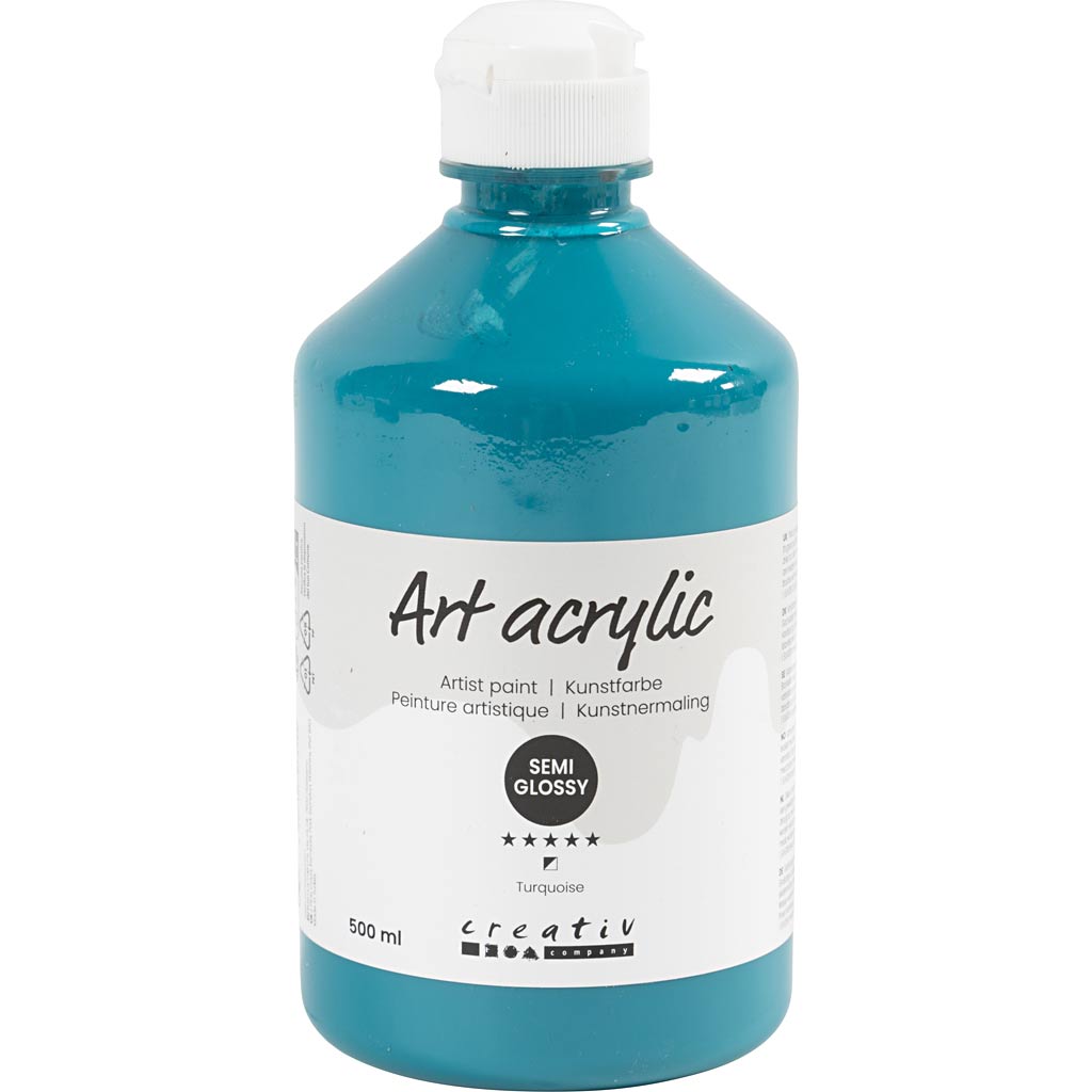 Peinture acrylique Creativ company, semi-brillante, opaque, turquoise, 500 ml 1 flacon