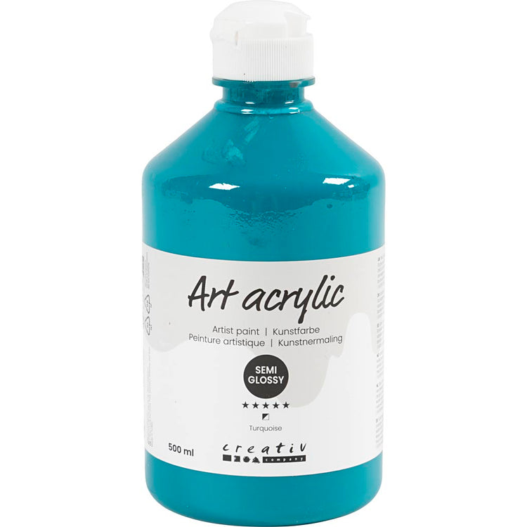Peinture acrylique Creativ company, semi-brillante, opaque, turquoise, 500 ml 1 flacon