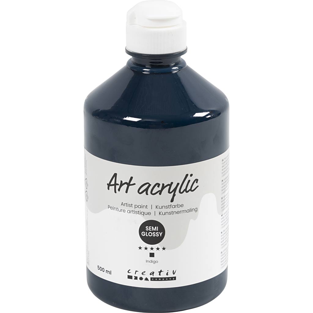 Peinture acrylique Creativ company, semi-brillante, opaque, indigo, 500 ml 1 flacon
