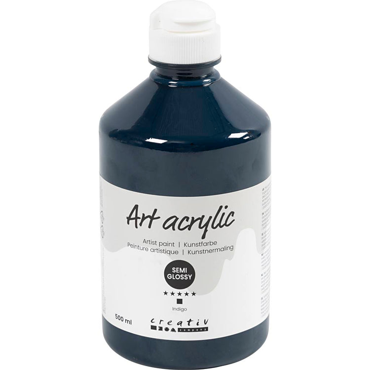 Peinture acrylique Creativ company, semi-brillante, opaque, indigo, 500 ml 1 flacon