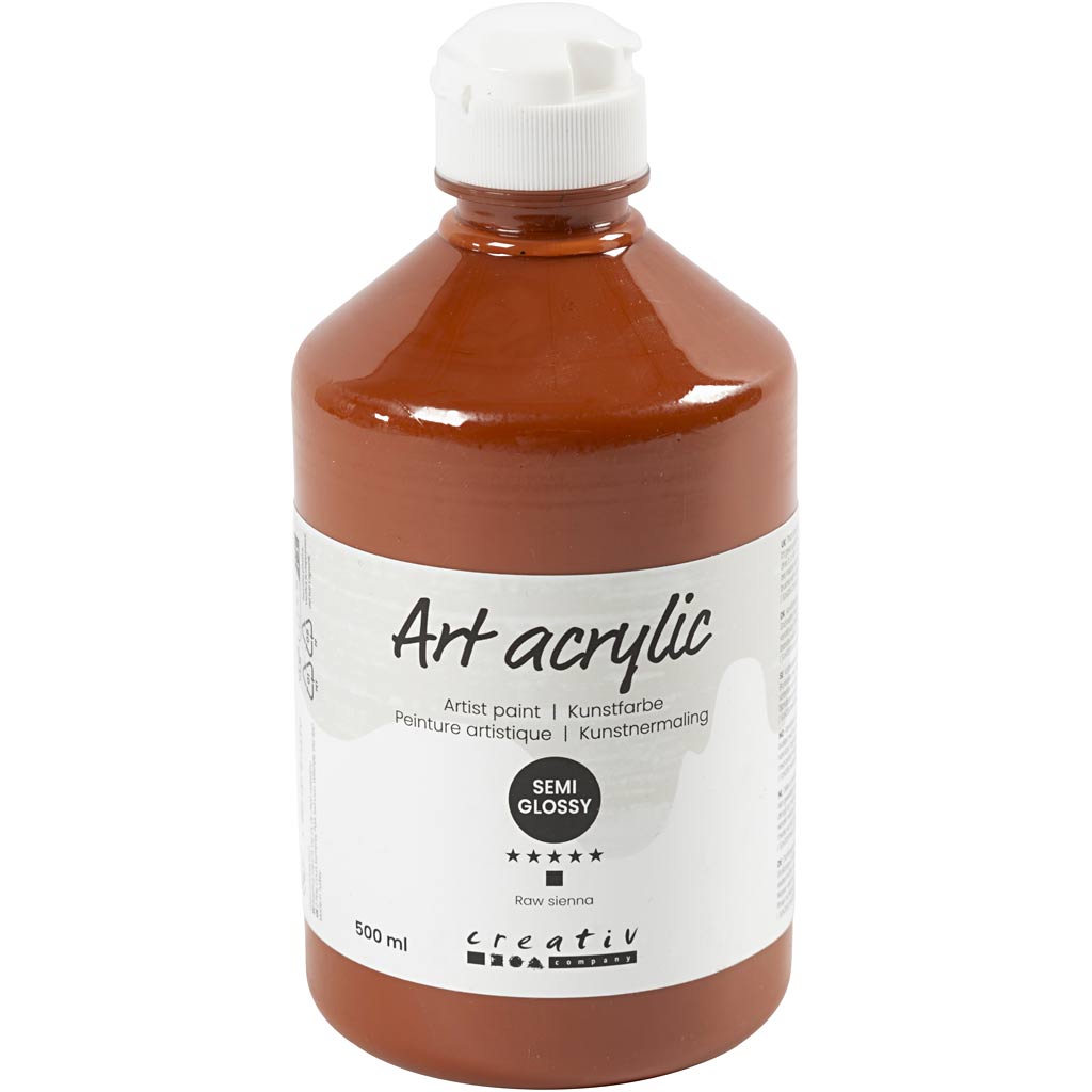 Peinture acrylique Creativ company, semi-brillante, opaque, terre de sienne brute, 500 ml 1 flacon