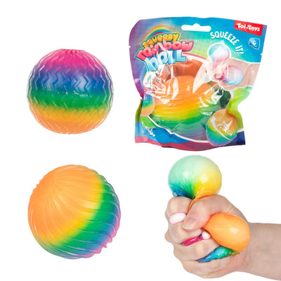 TOI-TOYS FUN Textuurknijmbal Regenboog Ribbels mousse, 7cm