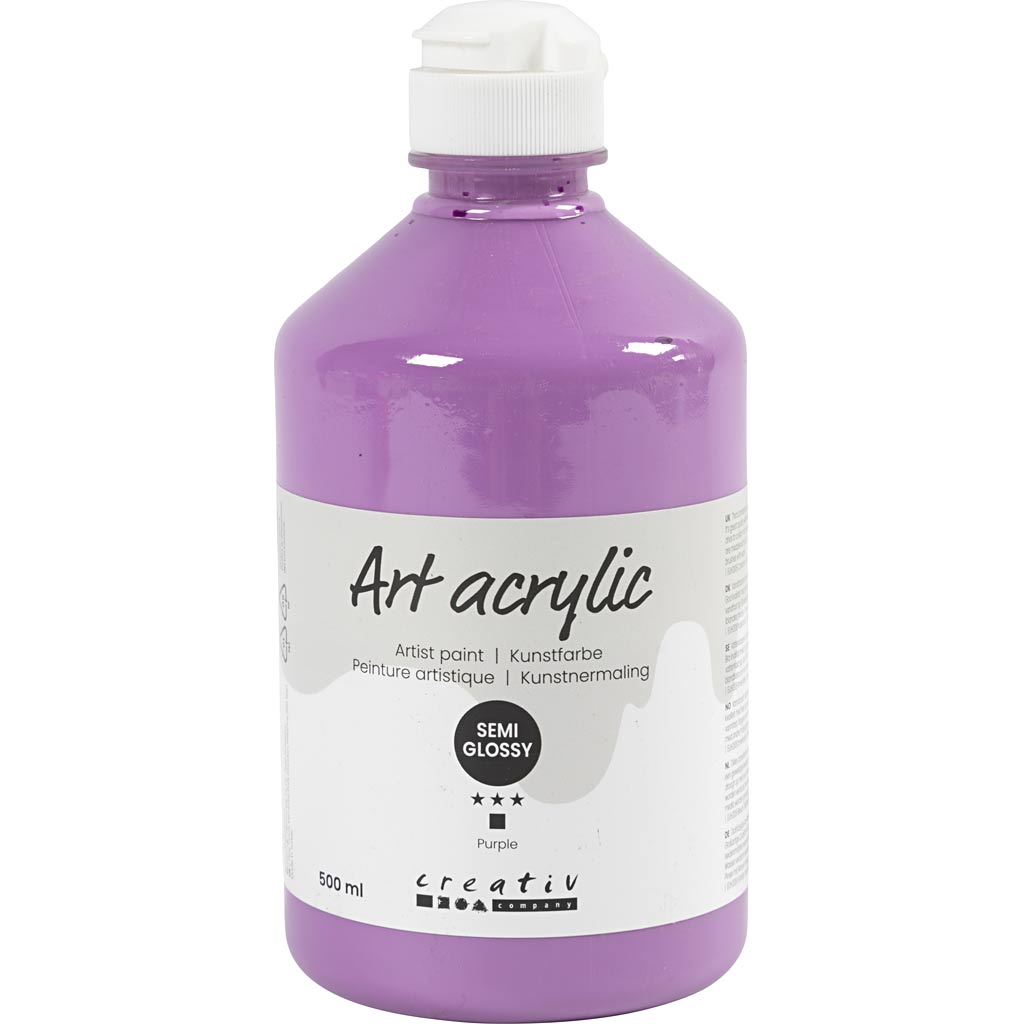 Peinture acrylique Creativ company, semi-brillante, opaque, violet, 500 ml 1 flacon