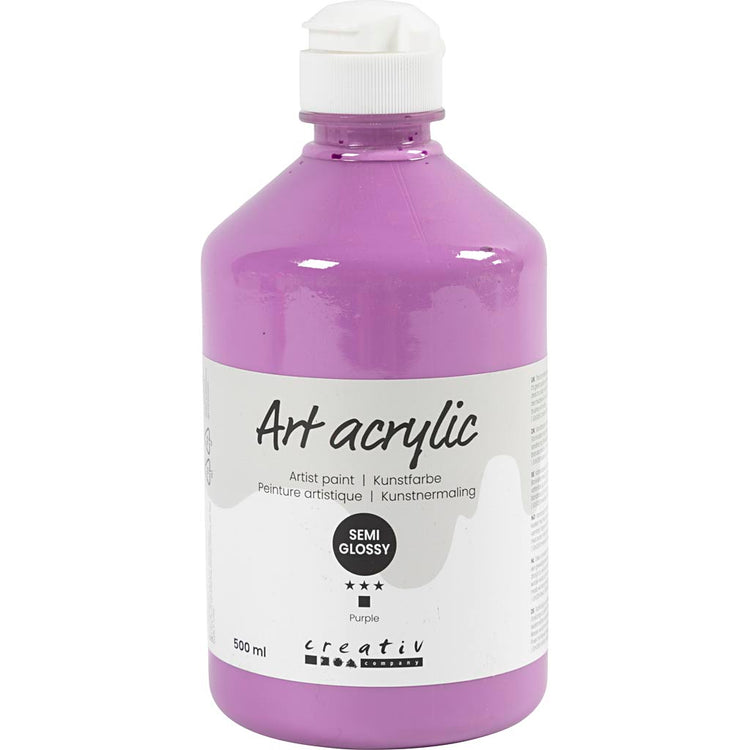 Peinture acrylique Creativ company, semi-brillante, opaque, violet, 500 ml 1 flacon