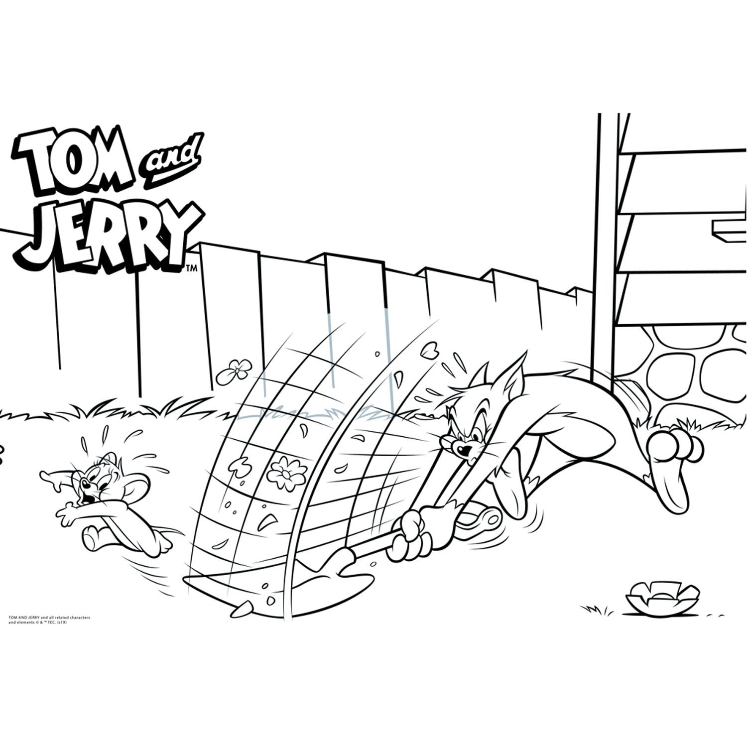 Coloriage tom jerry avec pochoir et autocollant