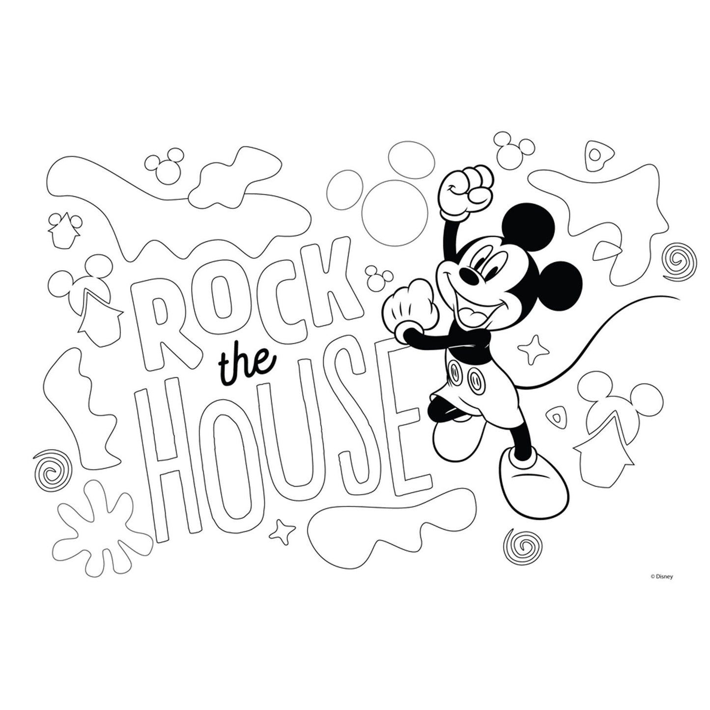 Pages à colorier Mickey Mouse avec pochoir et autocollant Vel