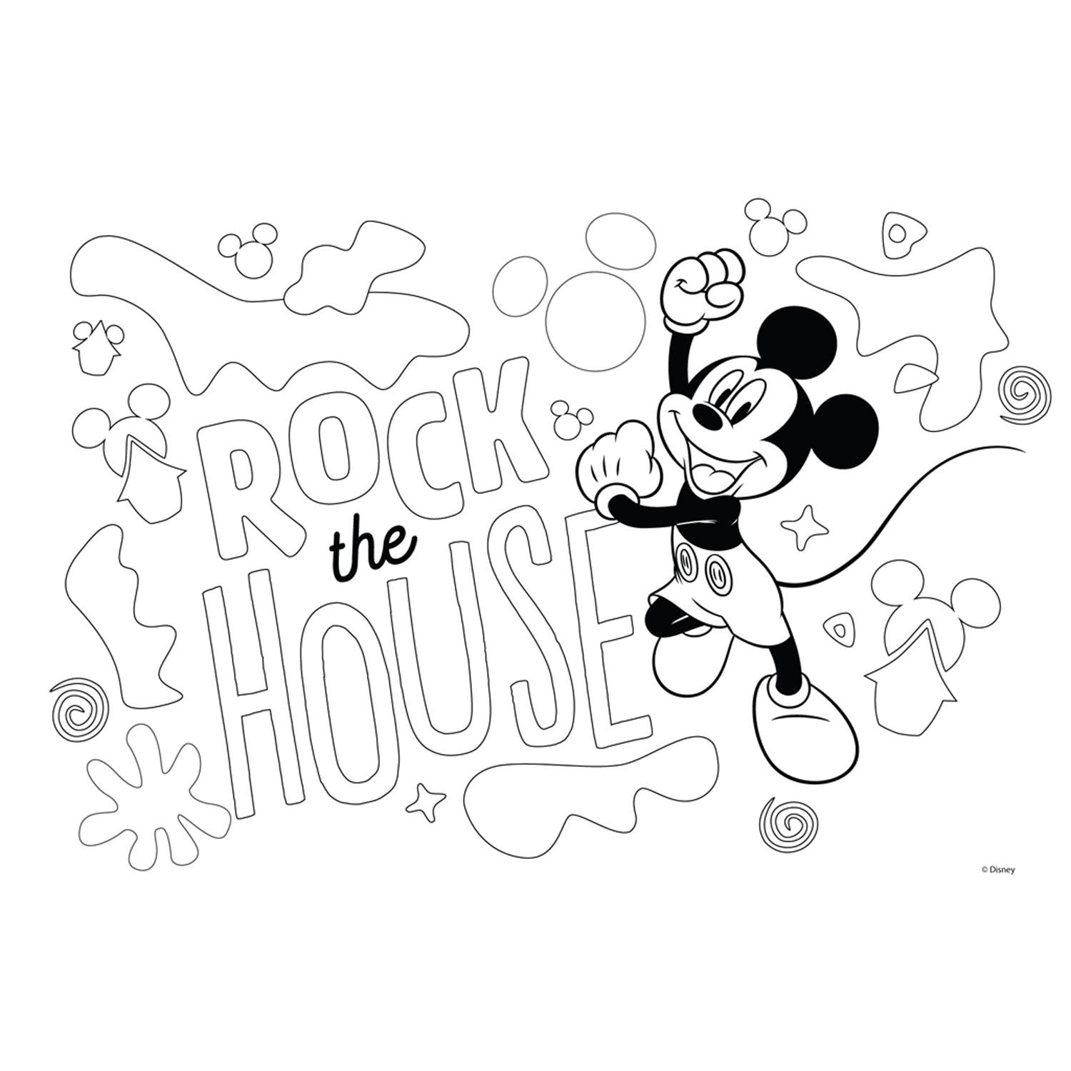 Pages à colorier Mickey Mouse avec pochoir et autocollant Vel