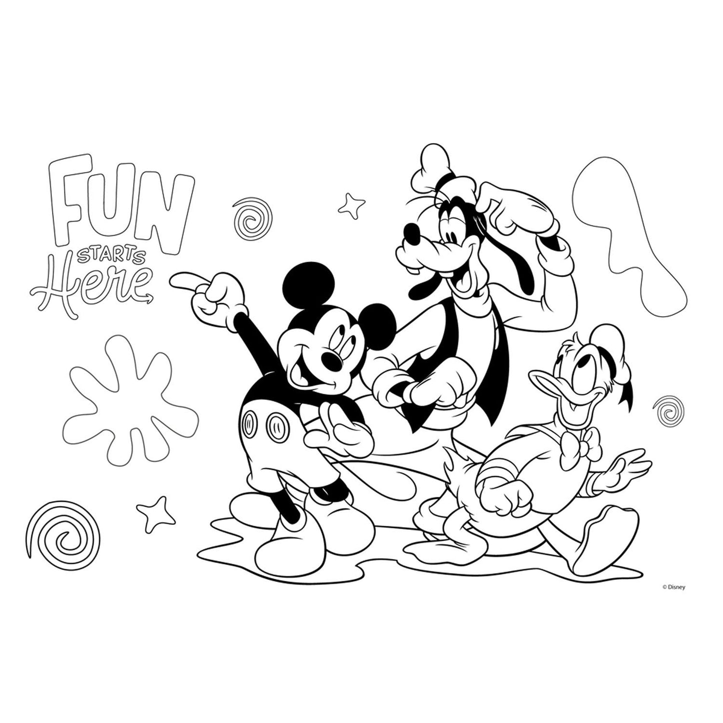 Pages à colorier Mickey Mouse avec pochoir et autocollant Vel