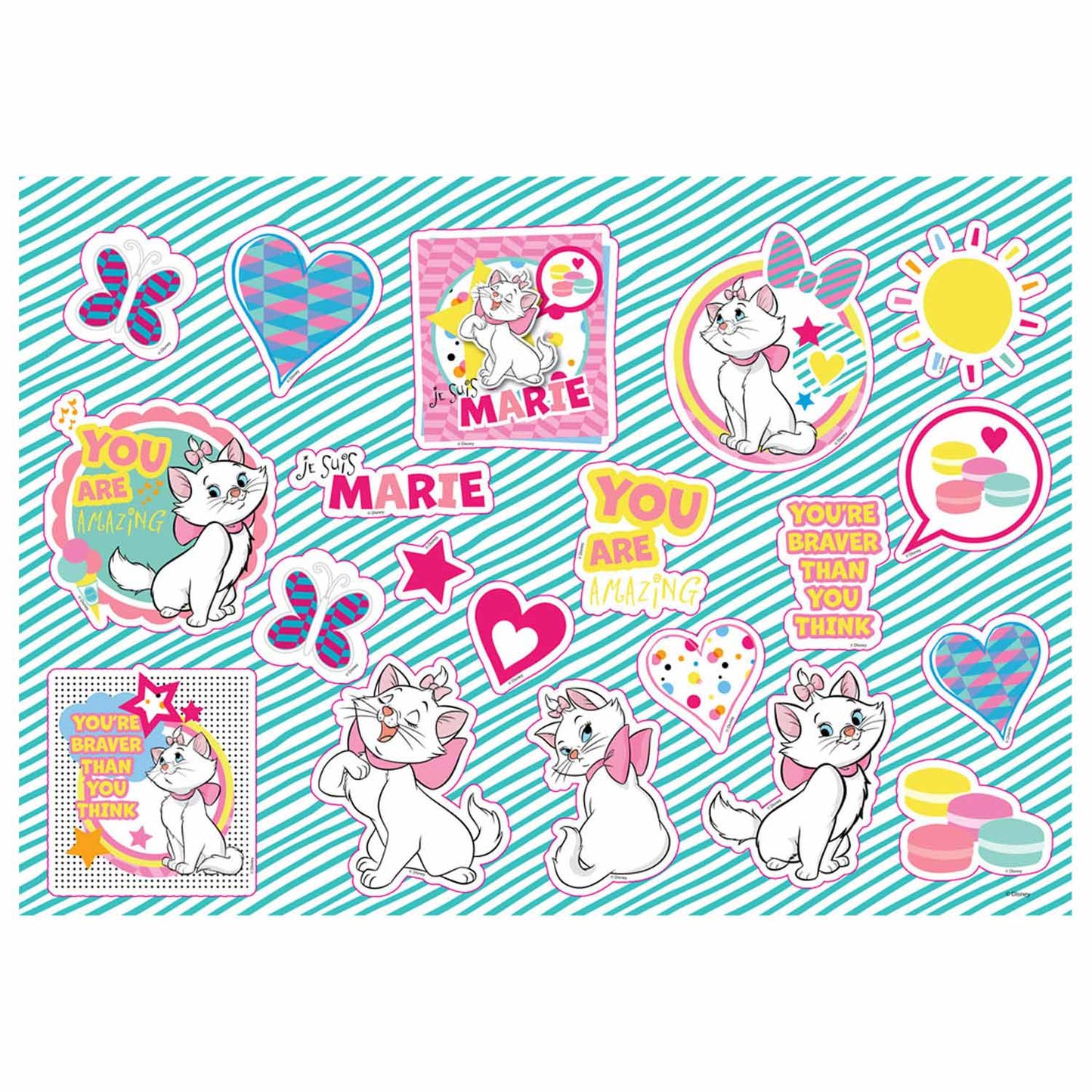 Coloriages de chat marie avec pochoir et autocollant