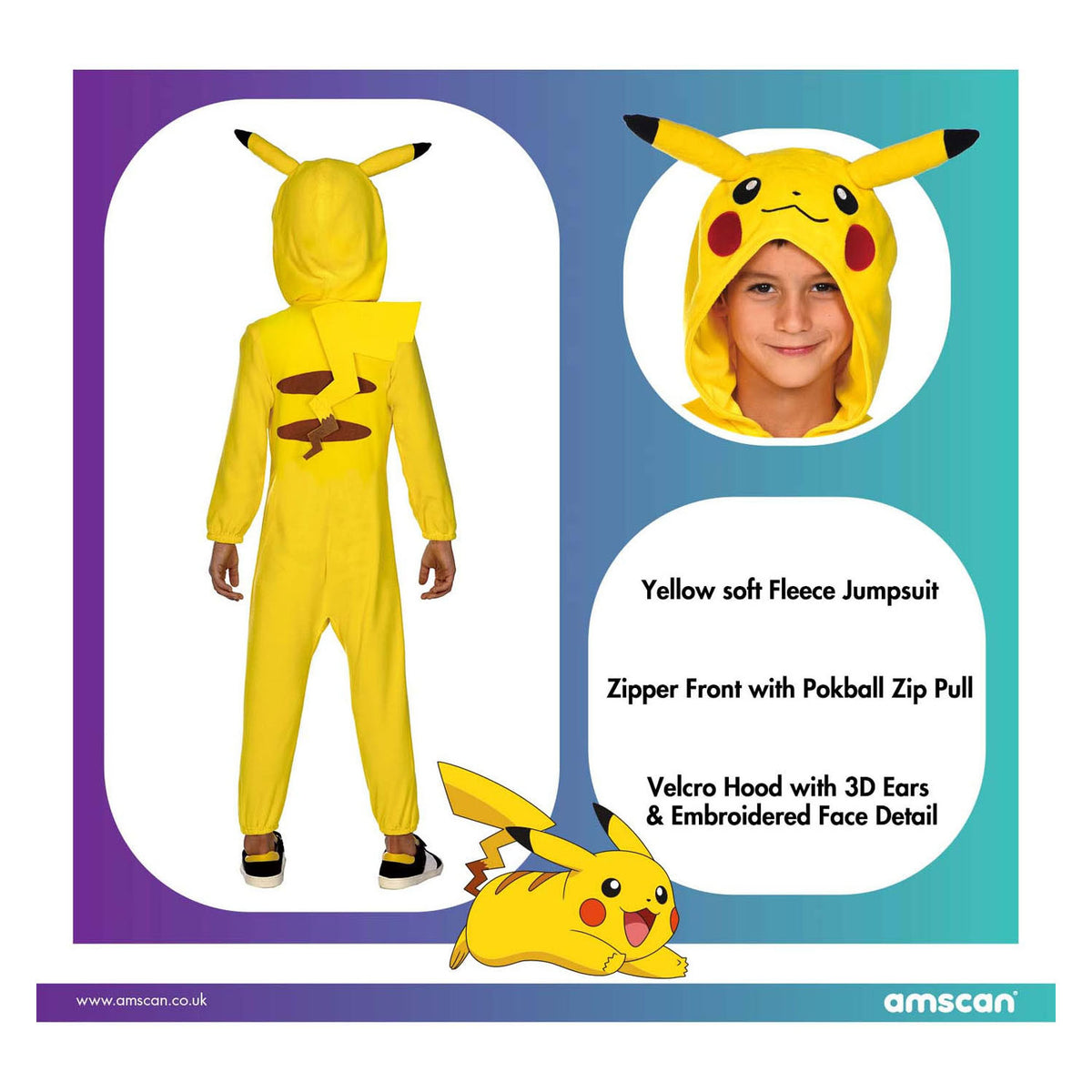 Costume pour enfants Pokémon Pokemon Pikachu Coins, 8-10 ans