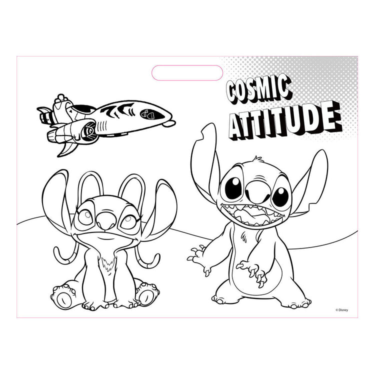 Bloc de dessin Lilo Stitch avec autocollants et 3 craies, 40 feuilles