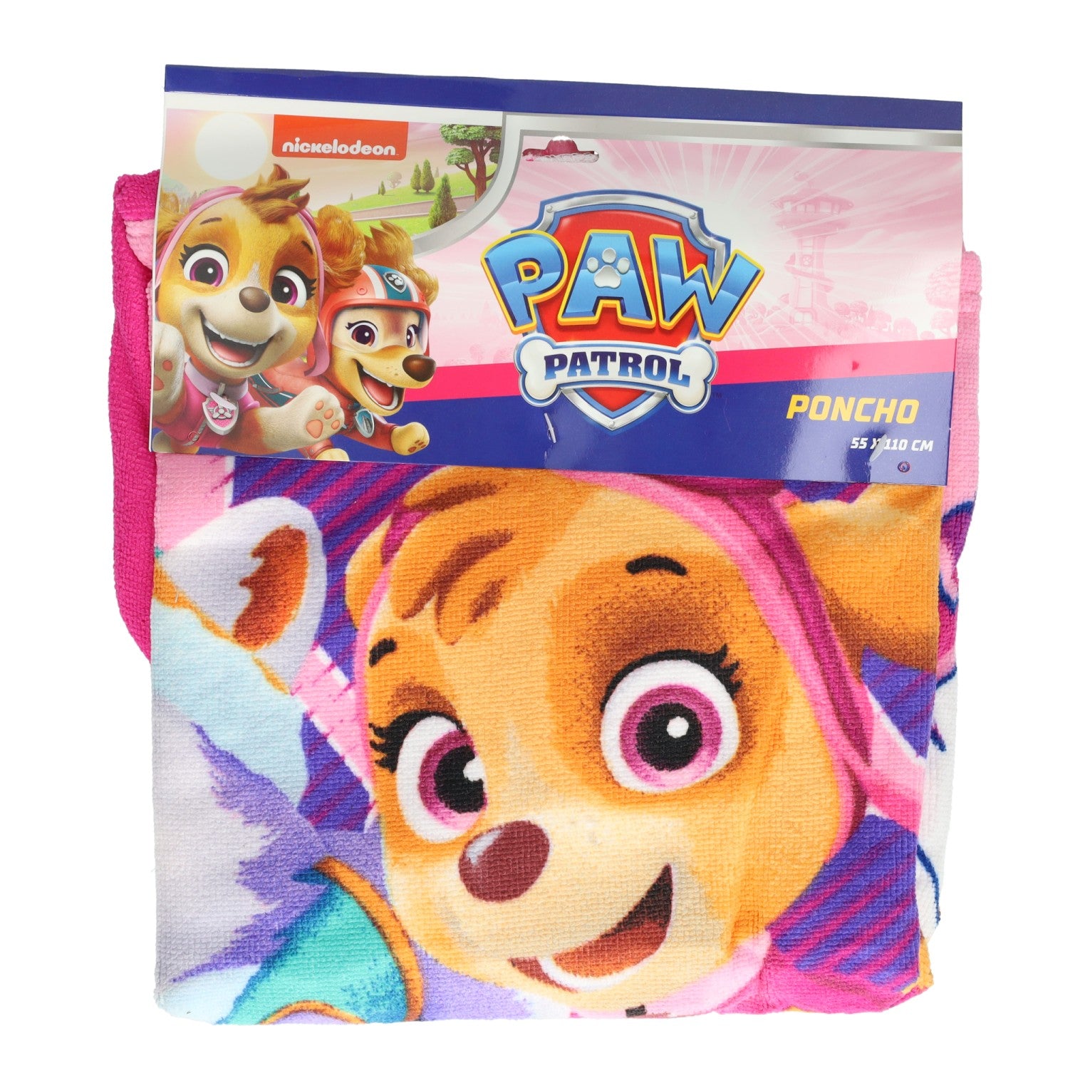 Poncho serviette Paw Patrol rose 55x110cm