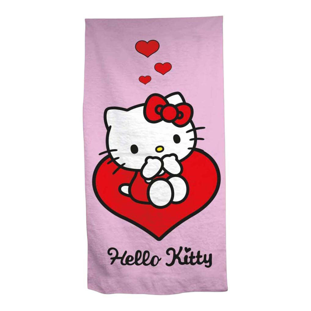 Ty hello kit serviette de plage coeur - 70x140 cm
