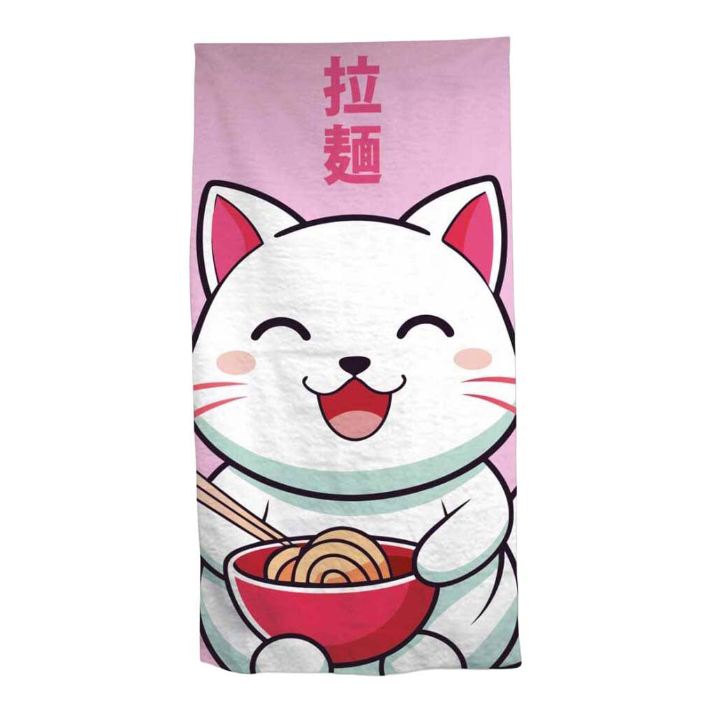 Serviette de plage chat kawaii - 70x140 cm