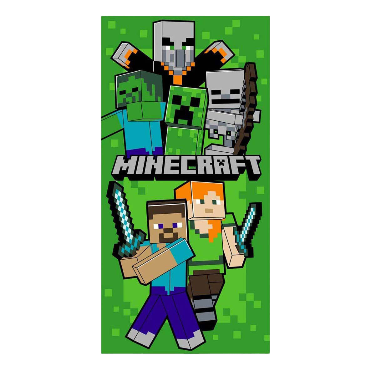 Serviette de plage Minecraft verte - 70x140 cm