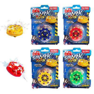 Toi-toys toupie à remontage amusante étincelle avec silex