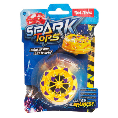 Toi-toys toupie à remontage amusante étincelle avec silex