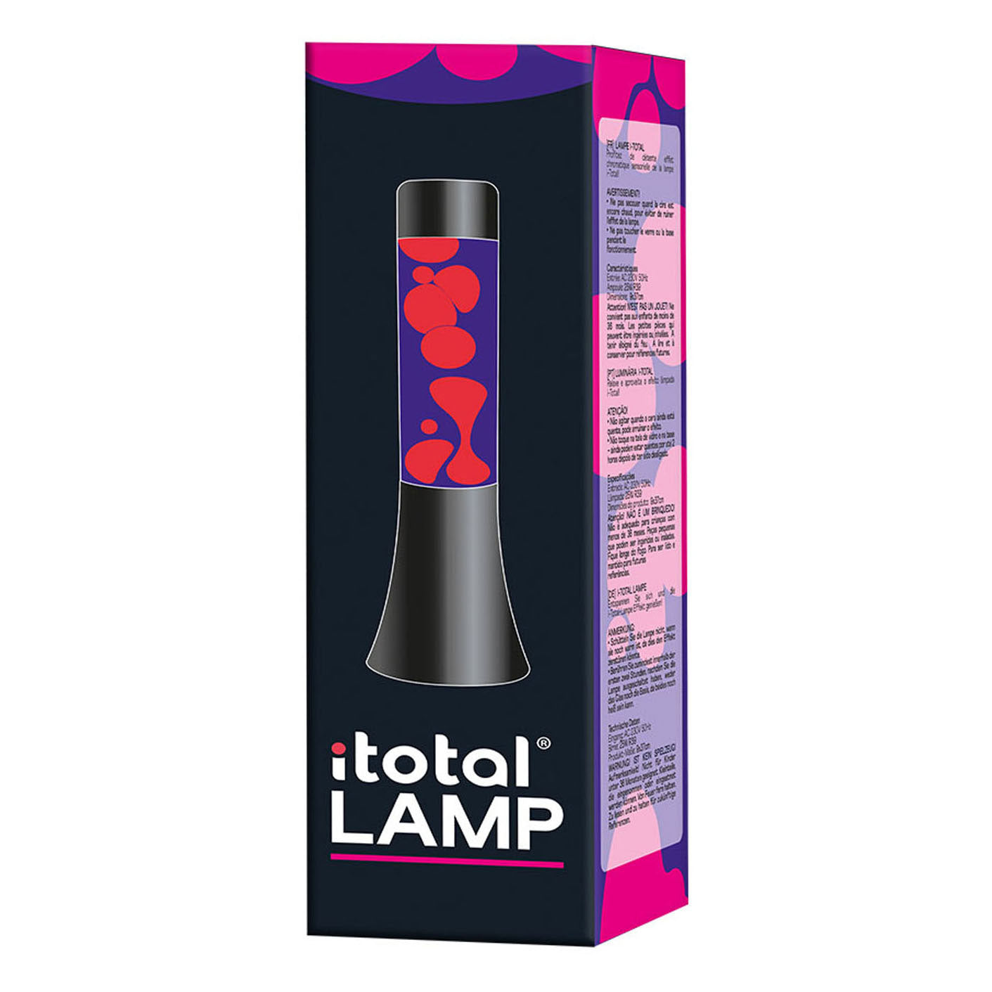 Lavalamp noir rose violet, 30 cm