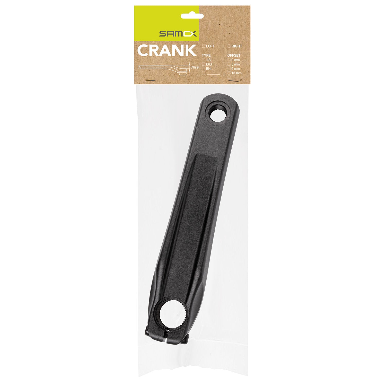 Samox Crank gauche Hollowtech 175 mm décalage 13 mm Alu noir