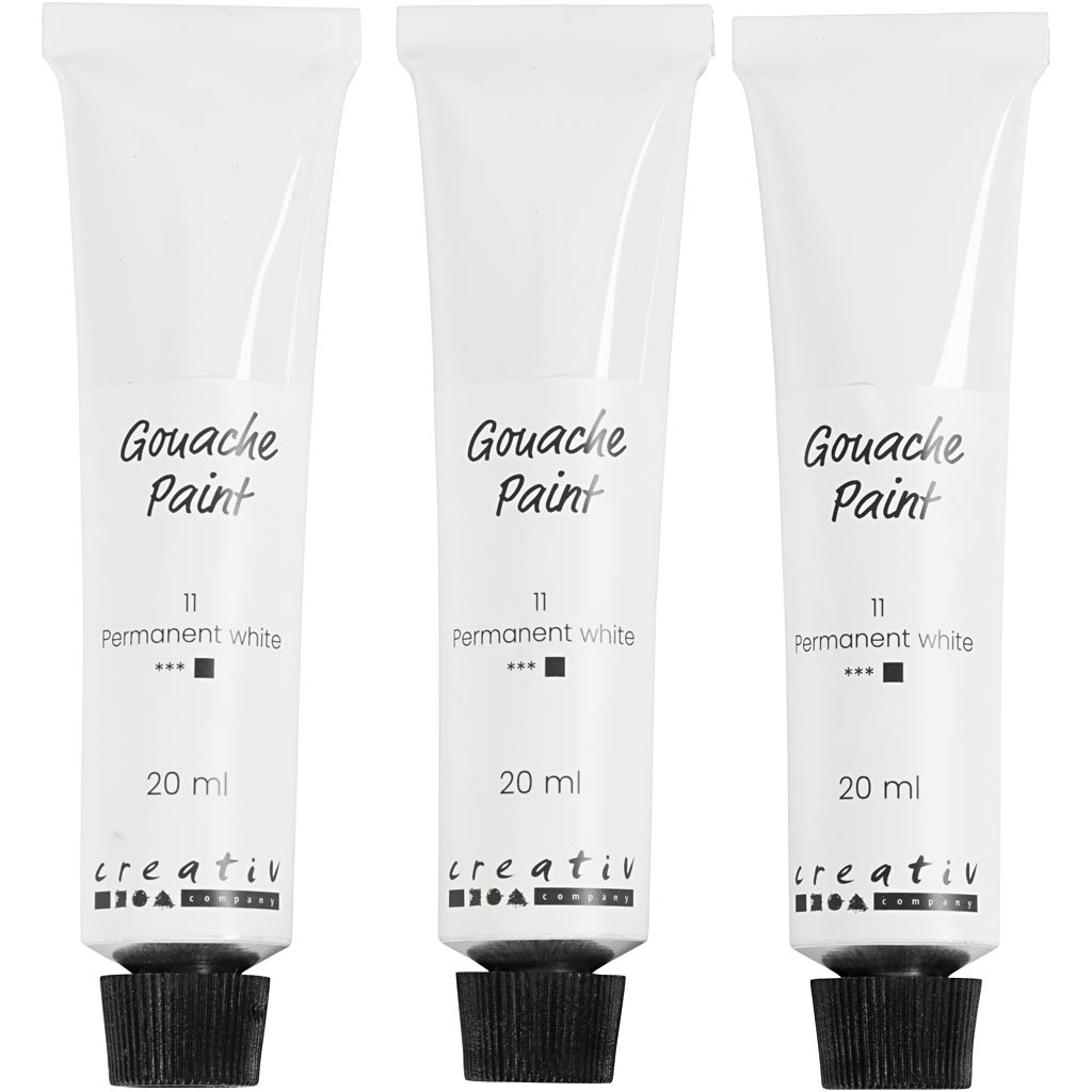 Peinture gouache Creativ company, blanche, 3x20 ml 1 boîte
