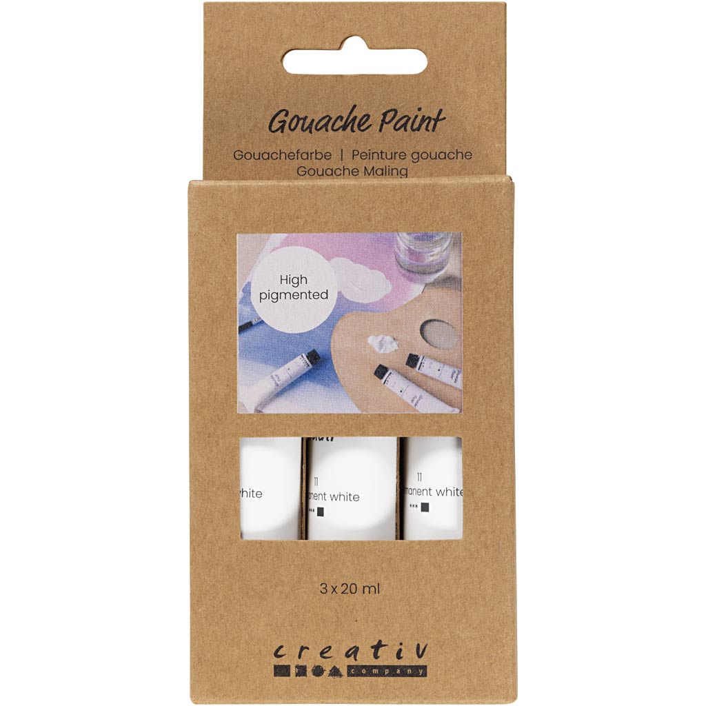 Peinture gouache Creativ company, blanche, 3x20 ml 1 boîte