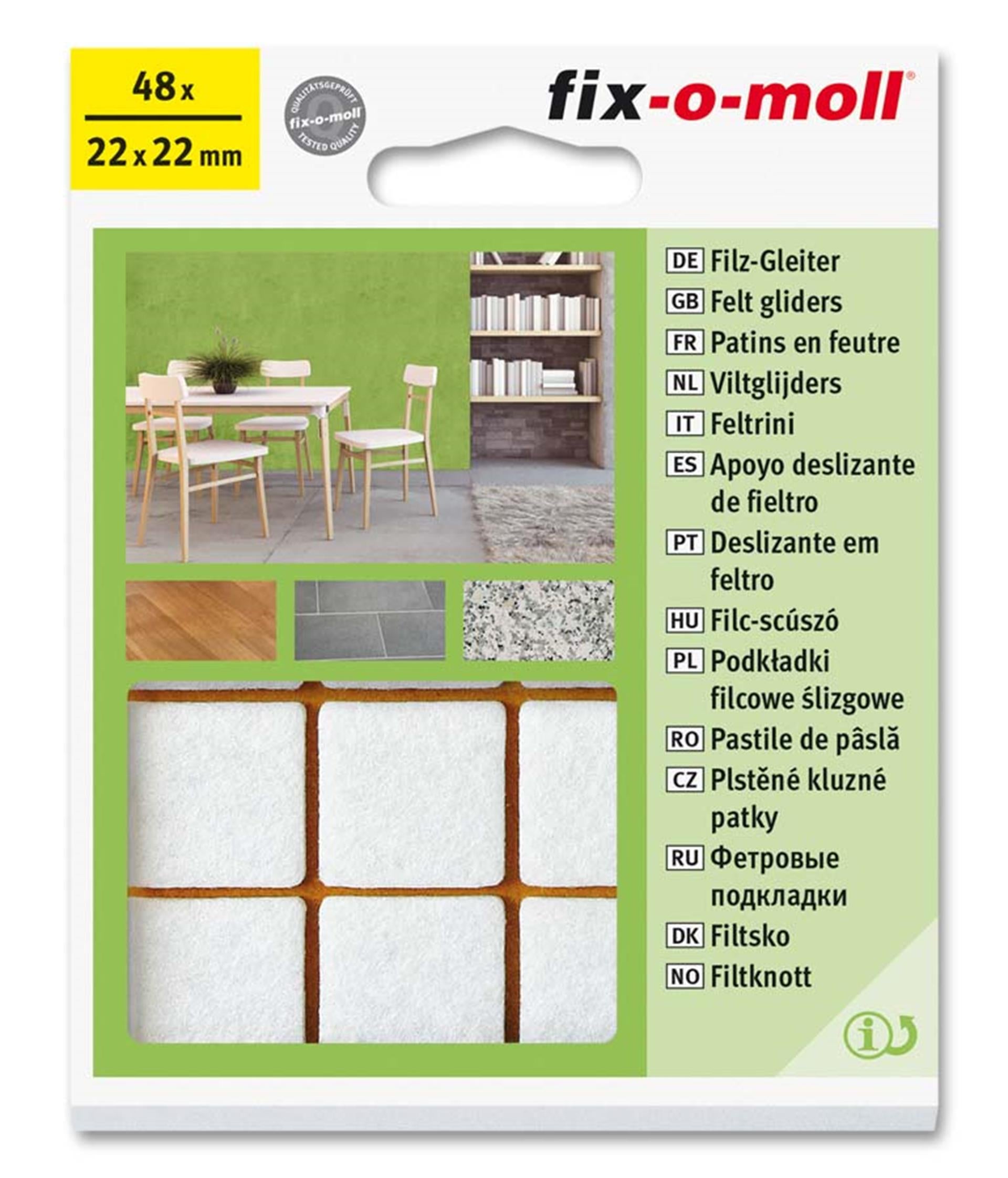 Planeur en feutre Fix-o-moll ø22mm 48pcs. blanc