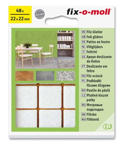 Planeur en feutre Fix-o-moll ø22mm 48pcs. blanc