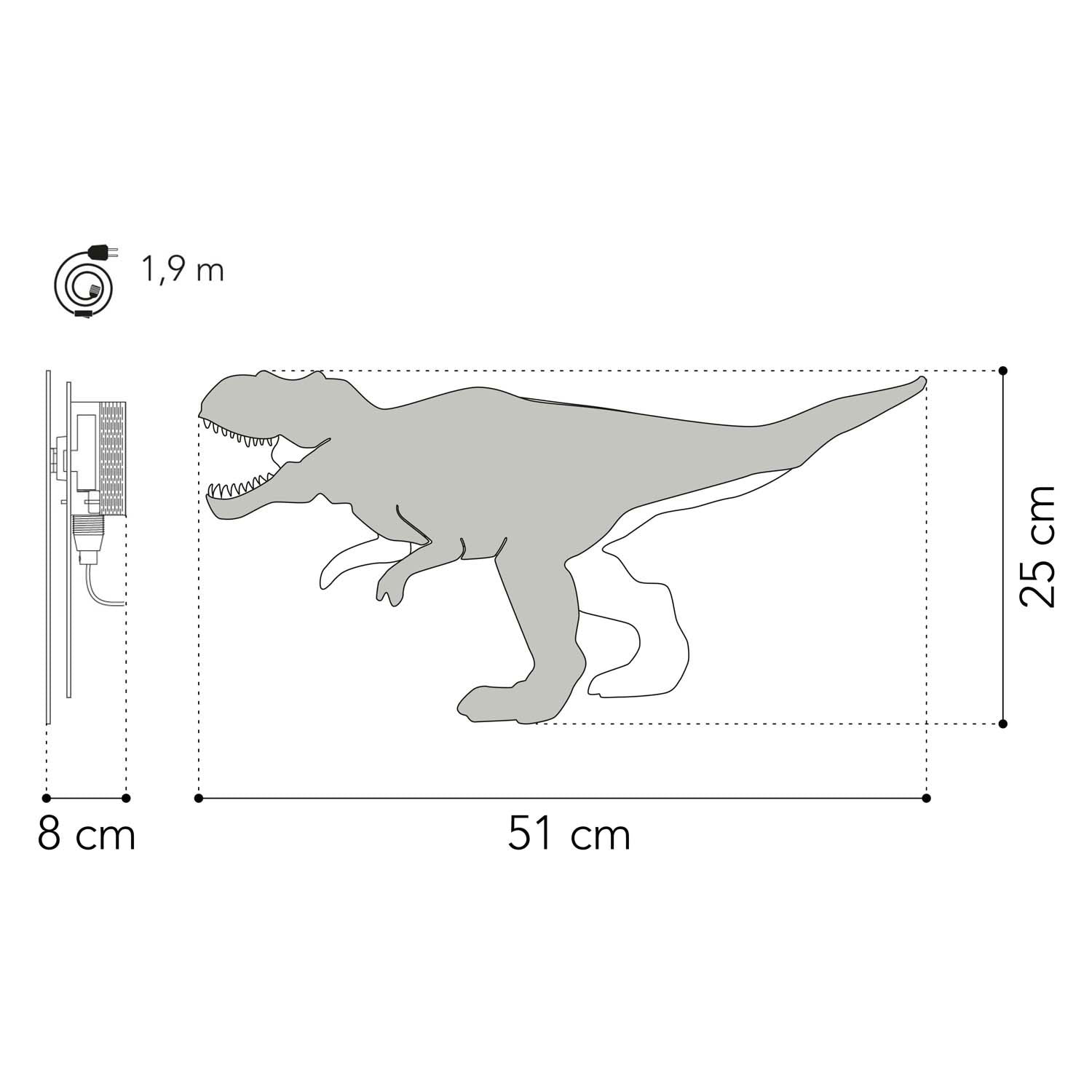 De tjalle et jaspe - applique dino t-rex - bois