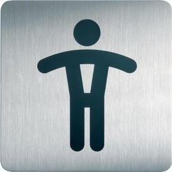 Tableau d'information toilettes hommes durable autocollant aluminium 15x15