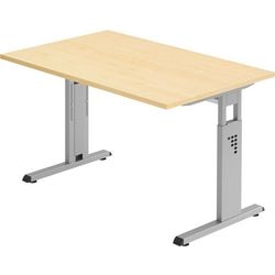 Bureau droit en érable avec pied en C réglable en hauteur 1200x800x680-760mm