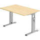 Bureau droit en érable avec pied en C réglable en hauteur 1200x800x680-760mm