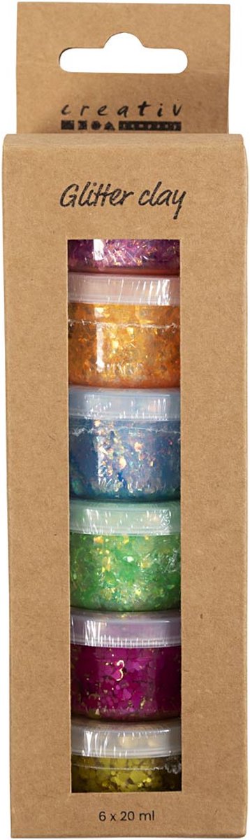 Argile pailletée Creativ company, couleurs joyeuses, 6x20 ml 1 boîte