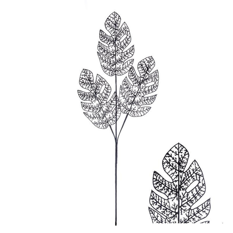 House of nature branche de monstera avec feuille pailletée 78cm noir