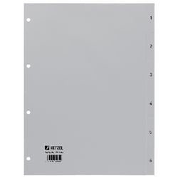 Onglets identiques gris 1 à 6 a4 polypropylène