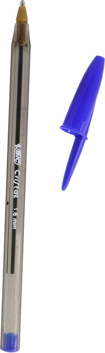 Bic stylos à bille cristal grand 15 cm 1,6 mm bleu 50 pièces