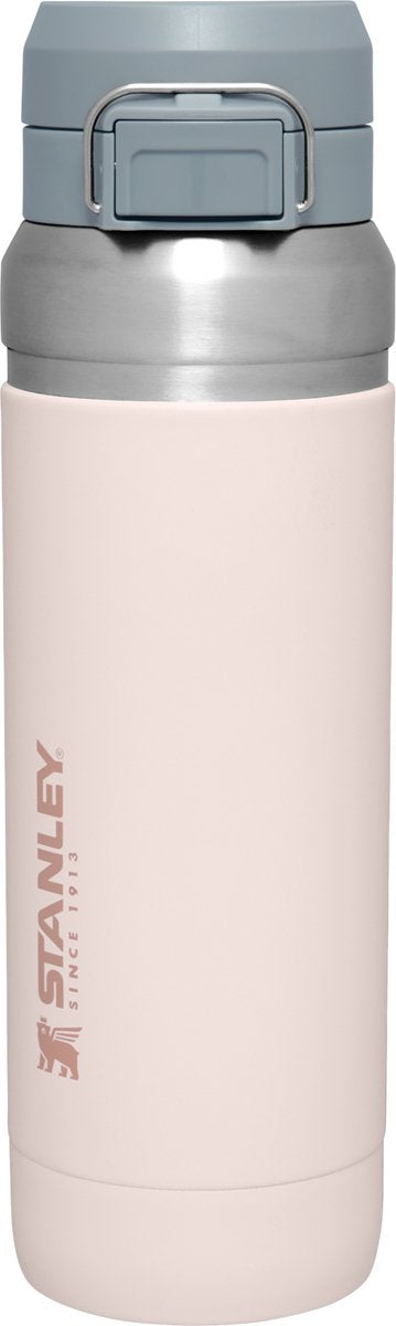 Bouteille d'eau Stanley en acier inoxydable à rabat rapide 1,06 l - garde au froid pendant 18 heures - gourde étanche - bouteille thermos - sans BPA - convient au porte-gobelet de voiture - passe au lave-vaisselle - quartz rose